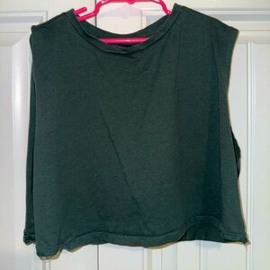 SHEIN BASICS Minimalist Sleeveless Cotton Green Cropped Tank Top Women’s Large